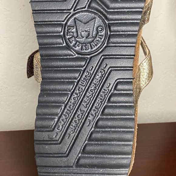 Mephisto Cork Wedge Air Relax Leather Rhinestone Metallic Boho Hippie Sandals 40 - Picture 8 of 11